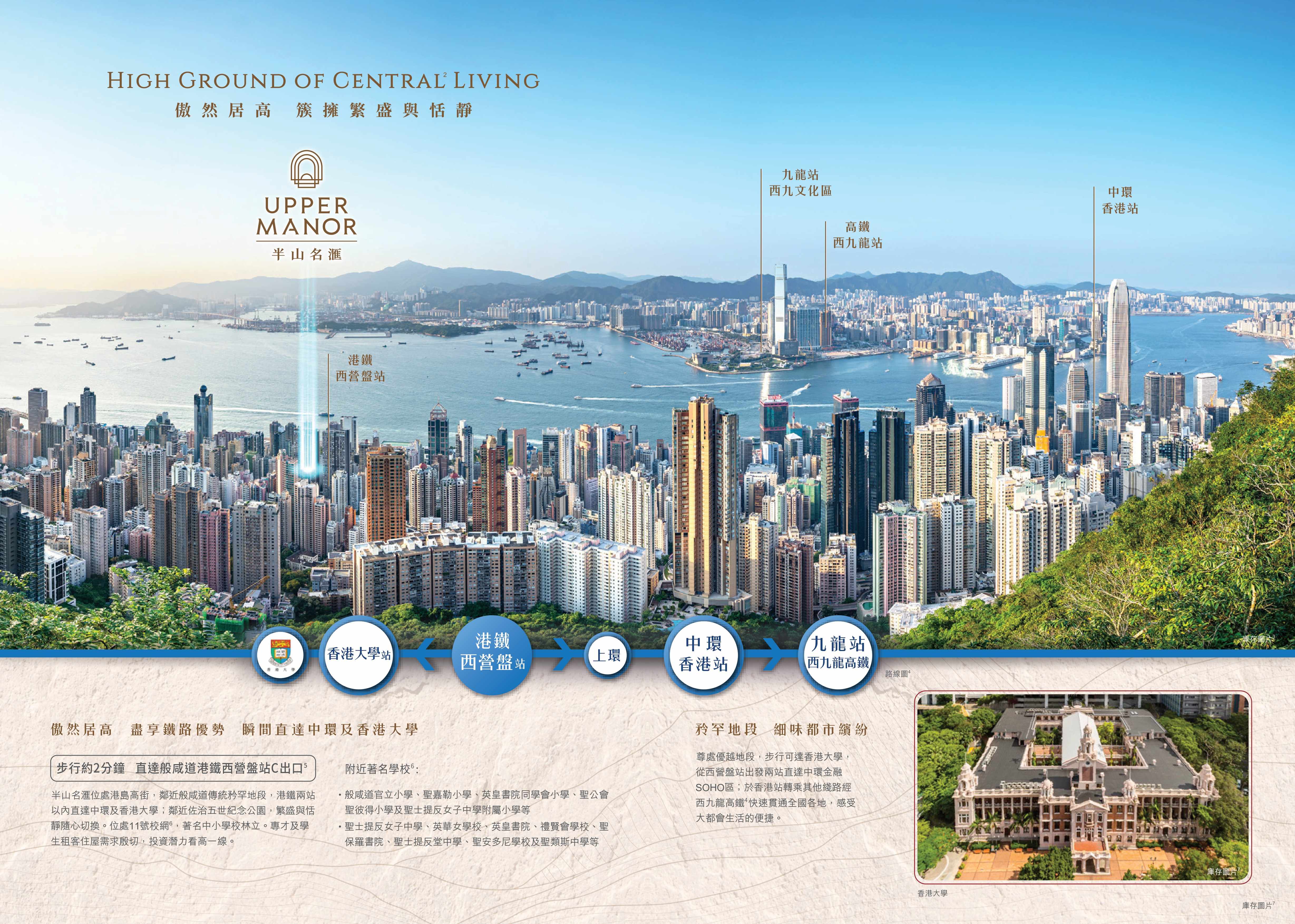 Upper Manor 半山名滙位置圖 - 西營盤港鐵站步行3-5分鐘,享維港海景